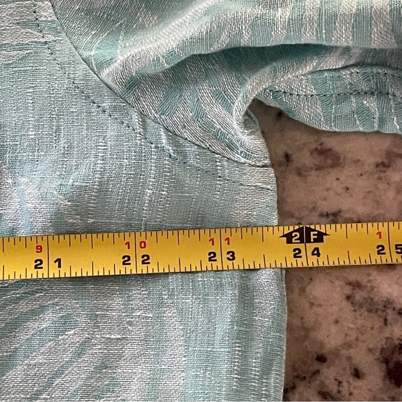 NWT Tasso Elba Silk Linen Blue Green Size Large Short Sleeve Hawaiian Button Up - Picture 7 of 8